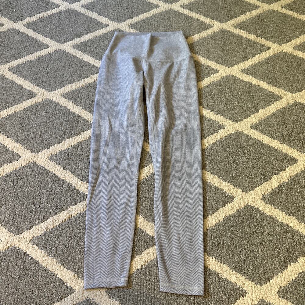 P'TULA Soft Comfy HERRINGBONE Print Athletic Workout Leggings Gray Sz S NWOT‎